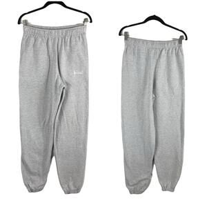 nwot KIND Sweatpants M Jogger Grey Logo-Embroidery Pocket Drawstring Cotton